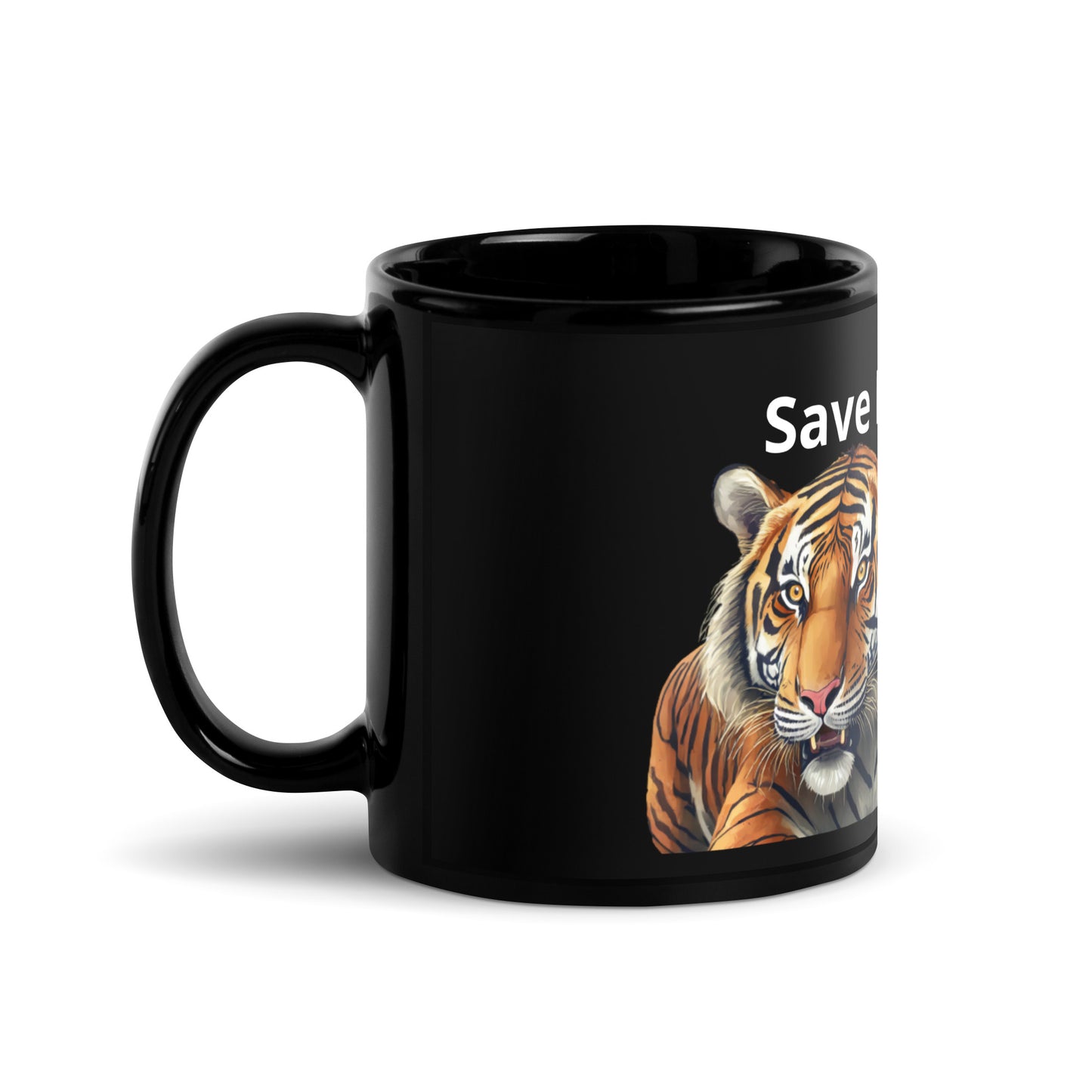 Black Glossy Mug - Save Tiger