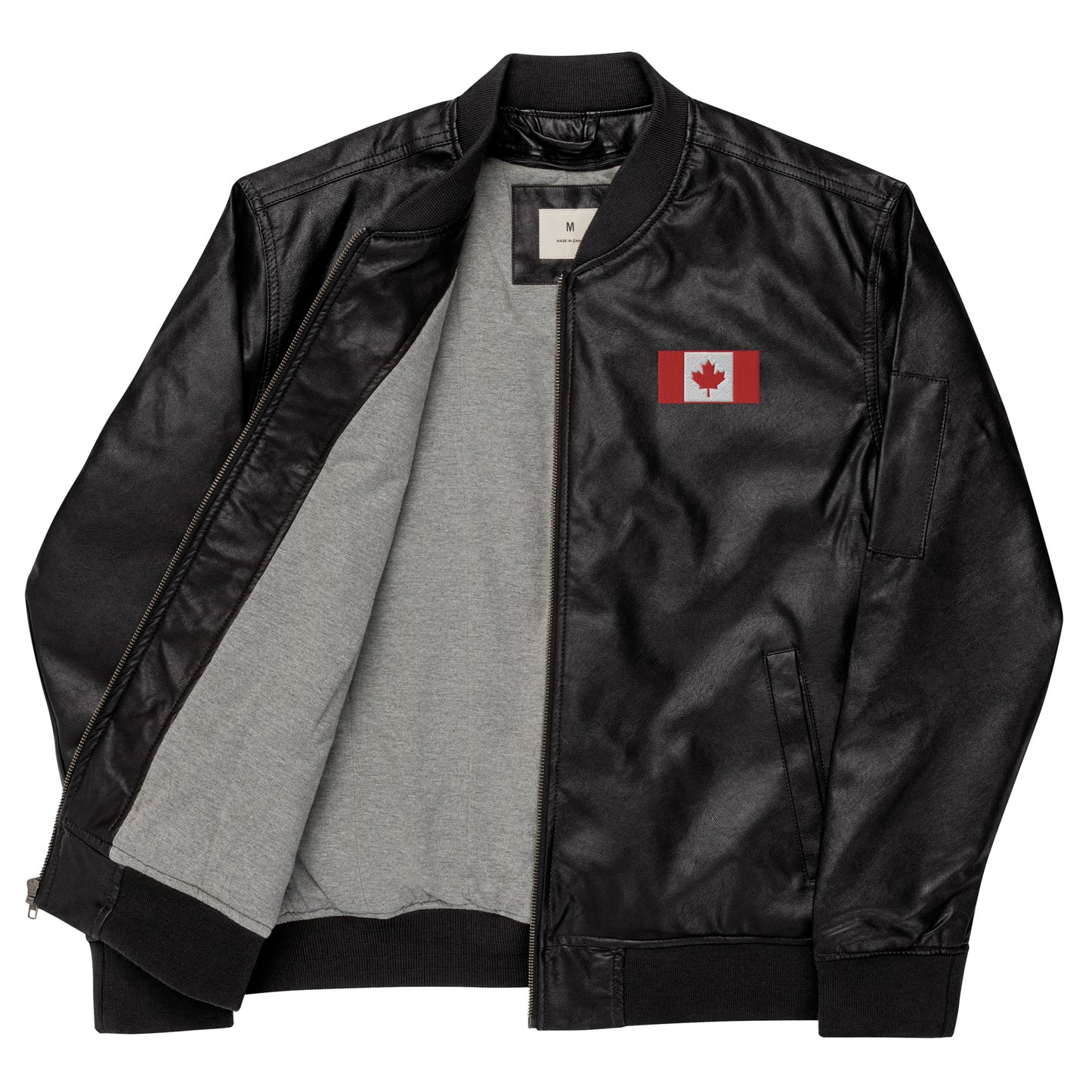 Leather Bomber Jacket - Canada Logo