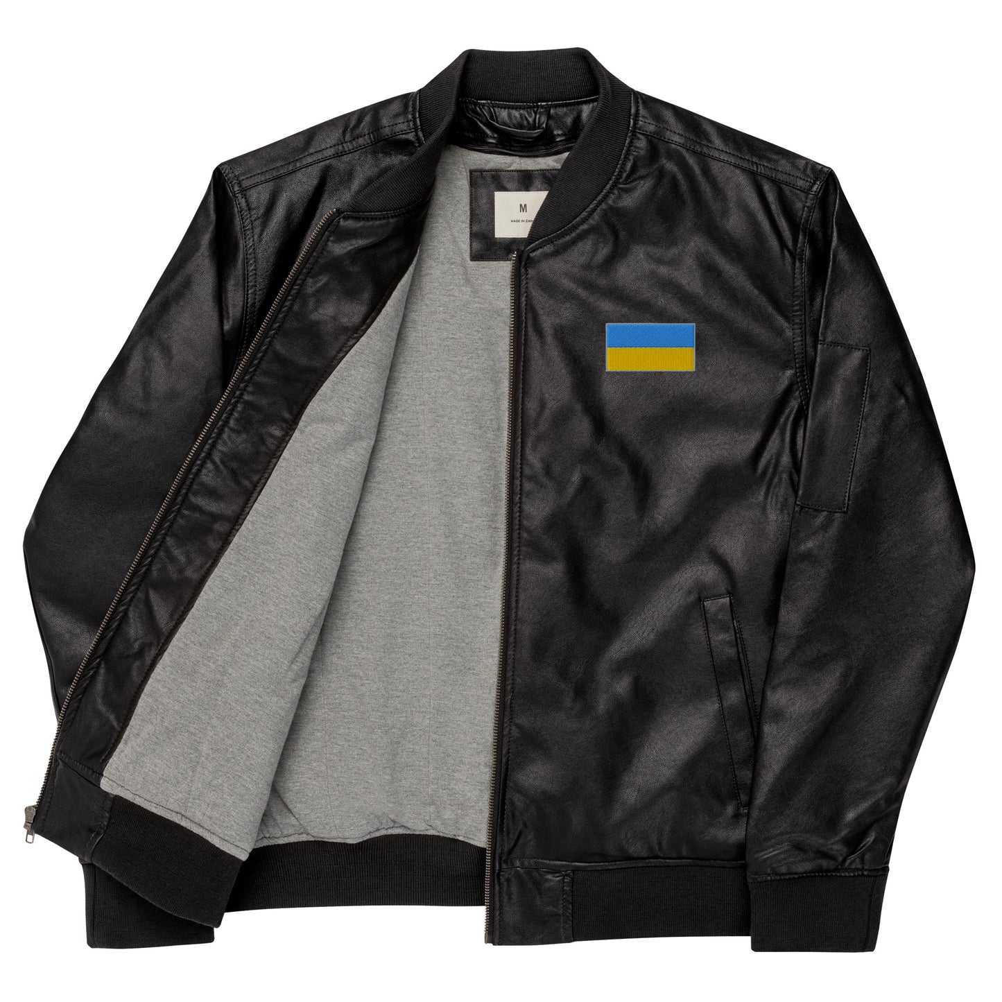 Leather Bomber Jacket - Ukraine Logo