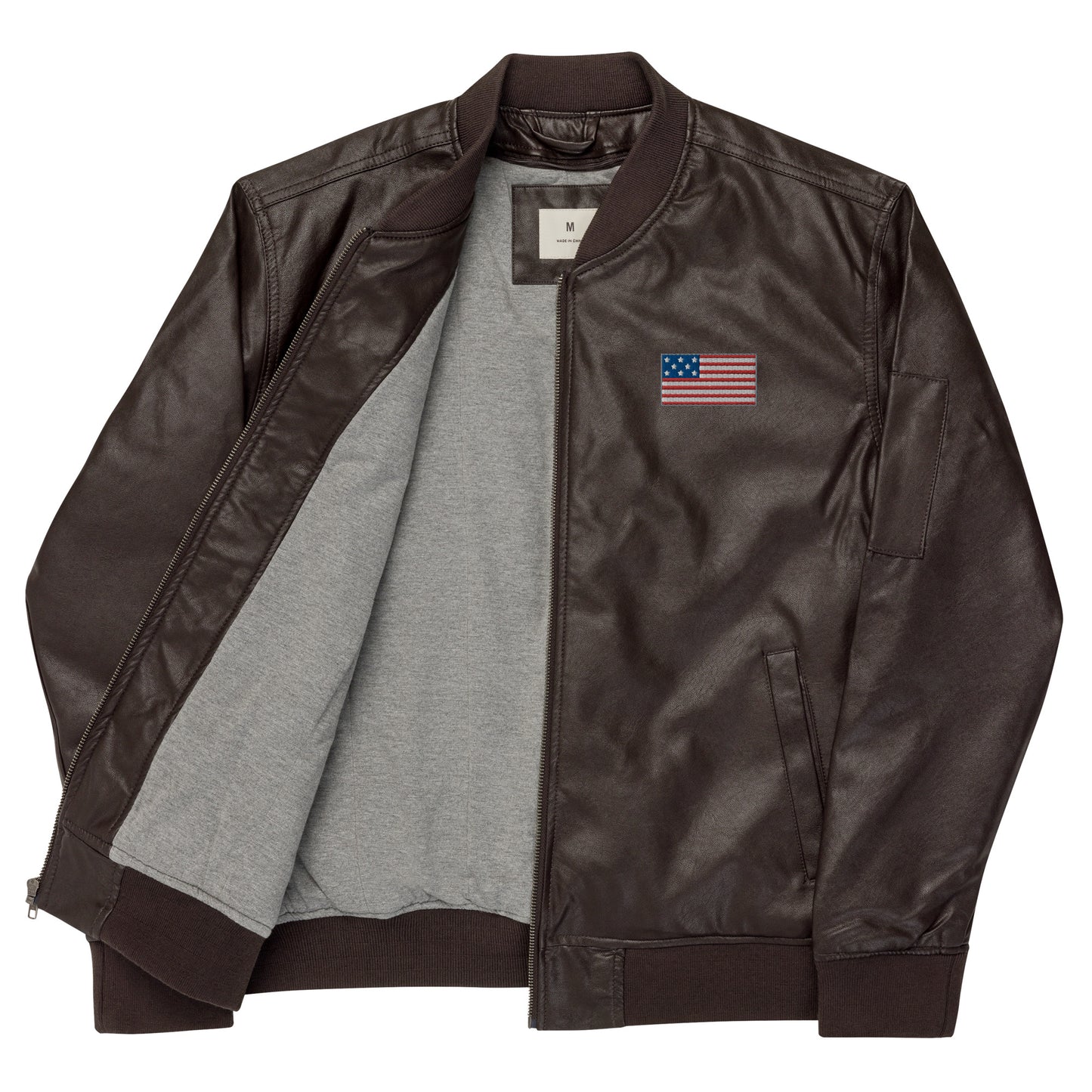Leather Bomber Jacket - USA Logo