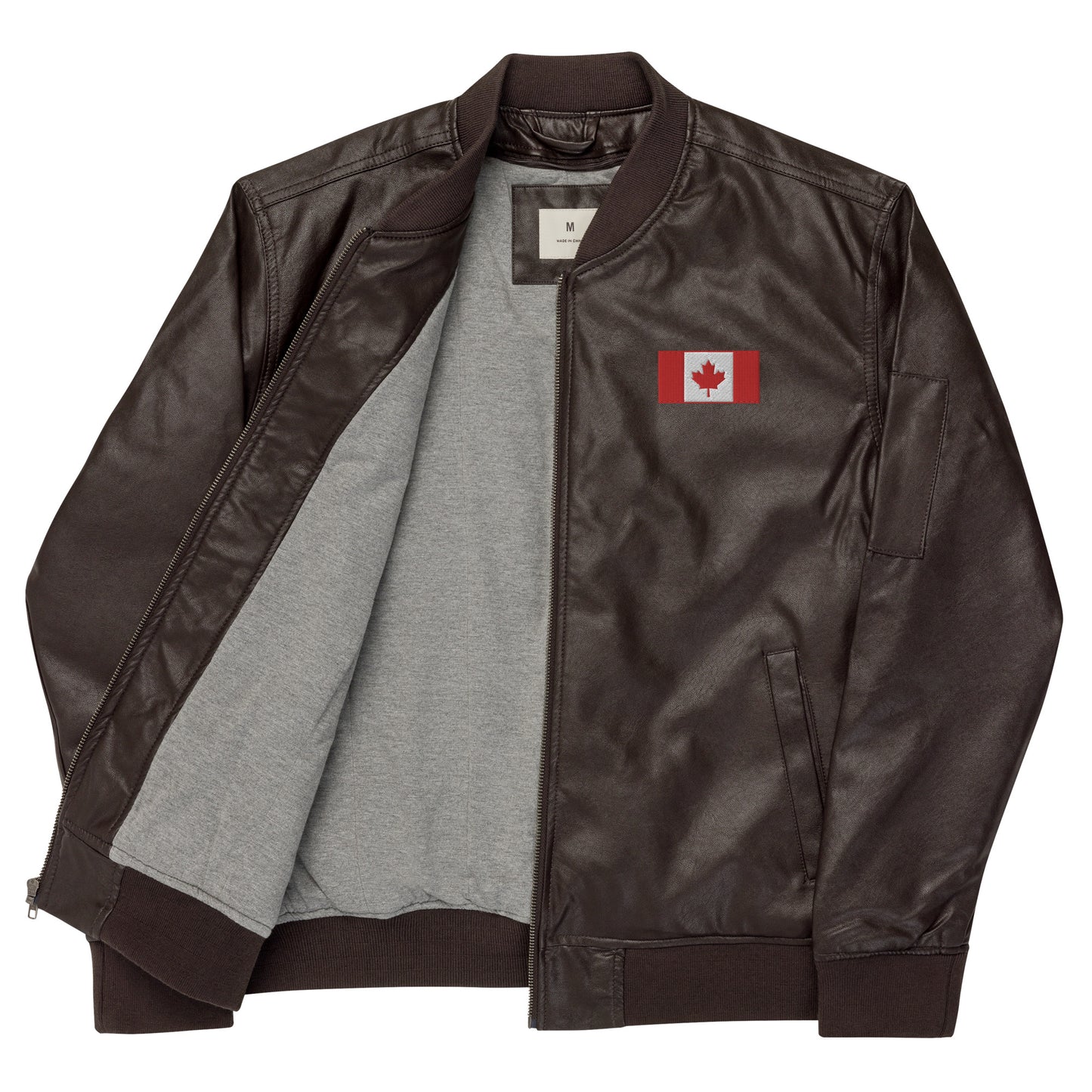 Leather Bomber Jacket - Canada Logo