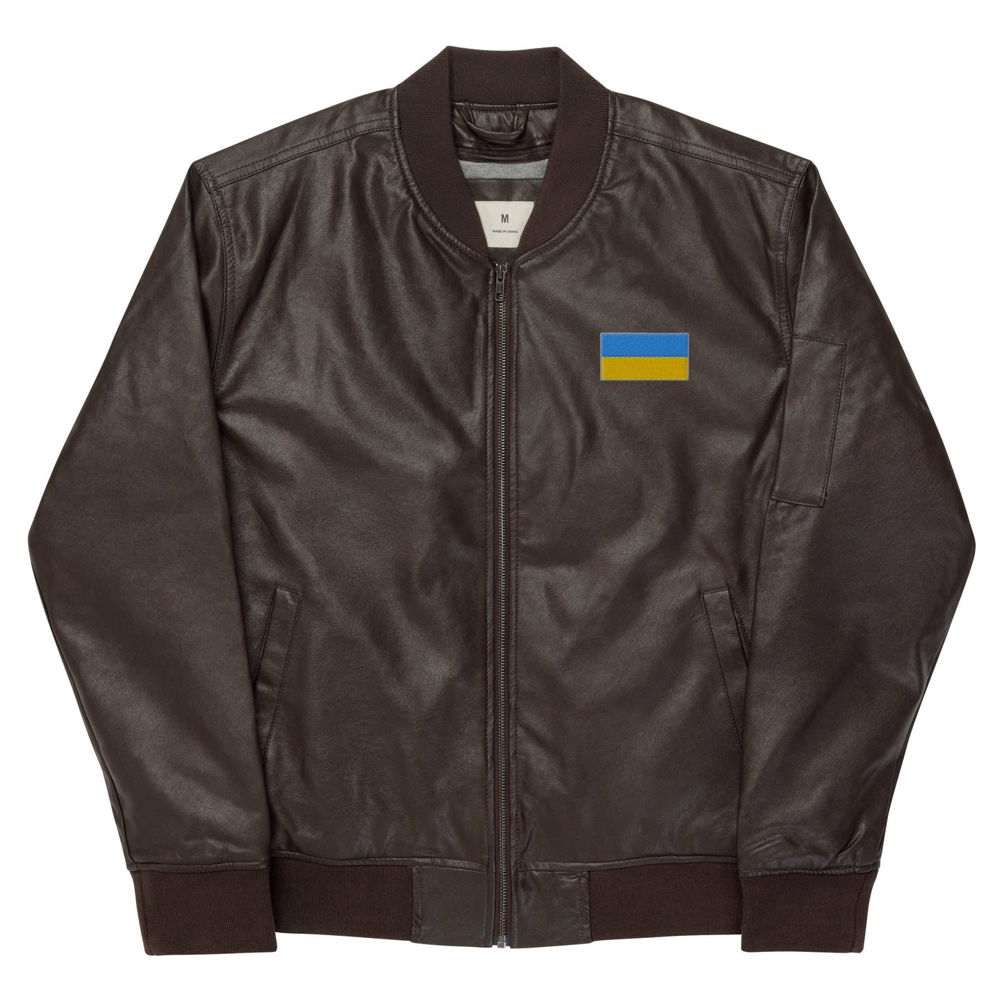 Leather Bomber Jacket - Ukraine Logo